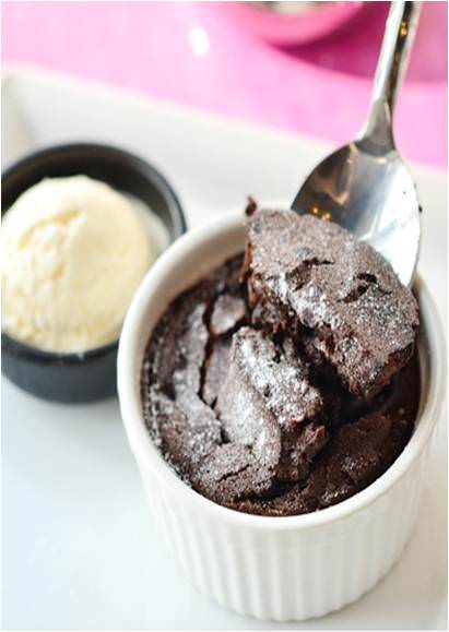 Hot Chocolate Souffle with Vanilla Ice-cream